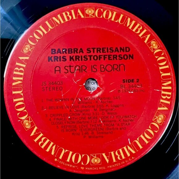 Barbra Streisand Kris Kristofferson A Star Is Born (1976) Columbia JS 34403 - Picture 9 of 9